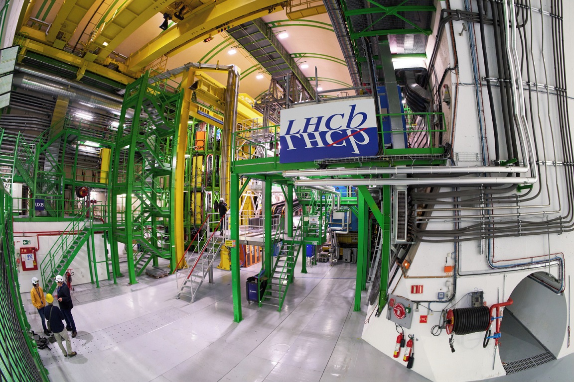  View of the LHCb experiment in its underground cavern (image: CERN)  View of the LHCb experiment in its underground cavern (Credit: CERN) 