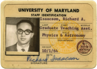 Richard Isaacson's UMD ID card from the 1960s.