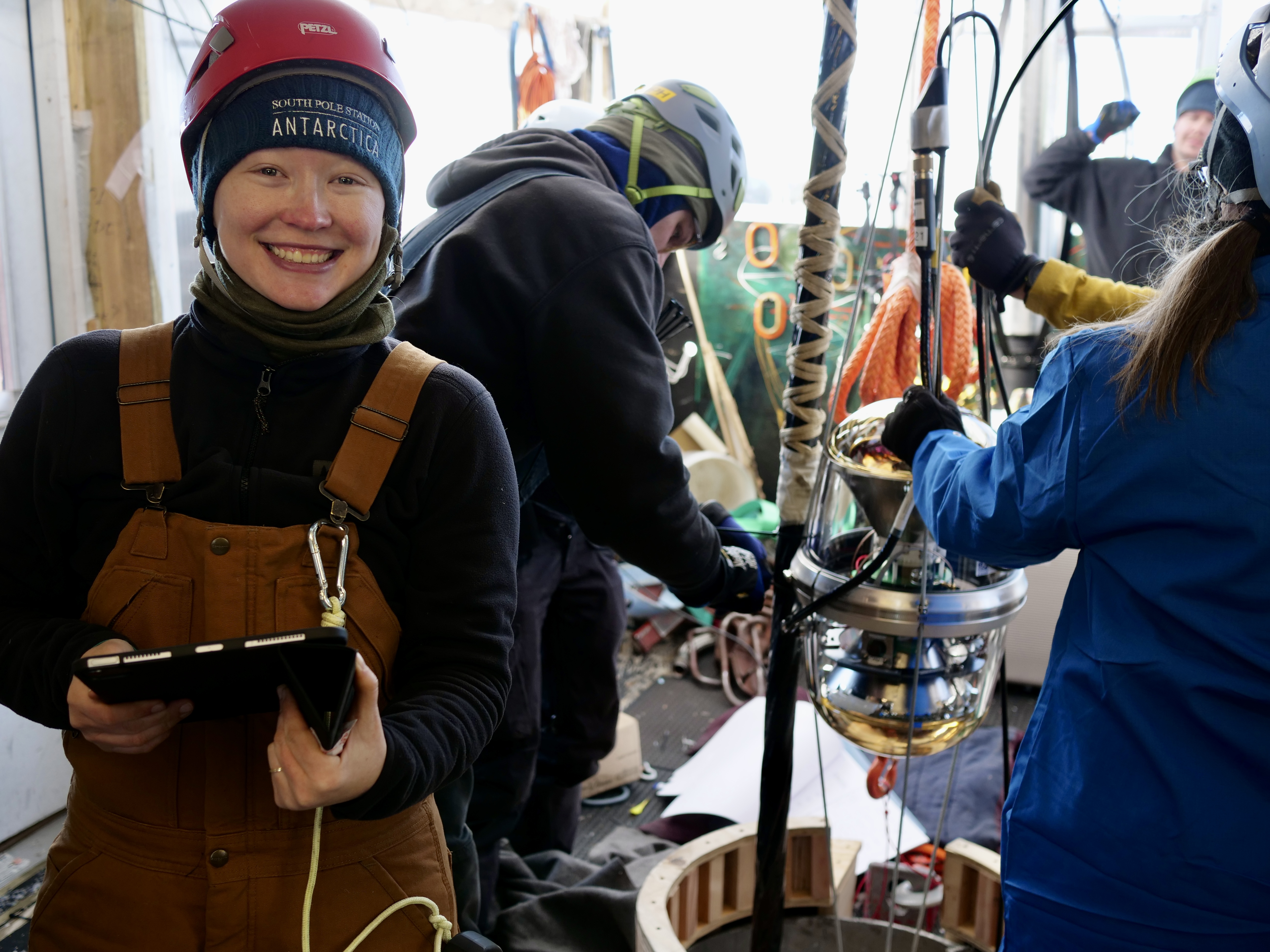 Rachel Procter-Murphy in Antarctica assisting with an installation at the IceCube observatory. Photo courtesy of same.