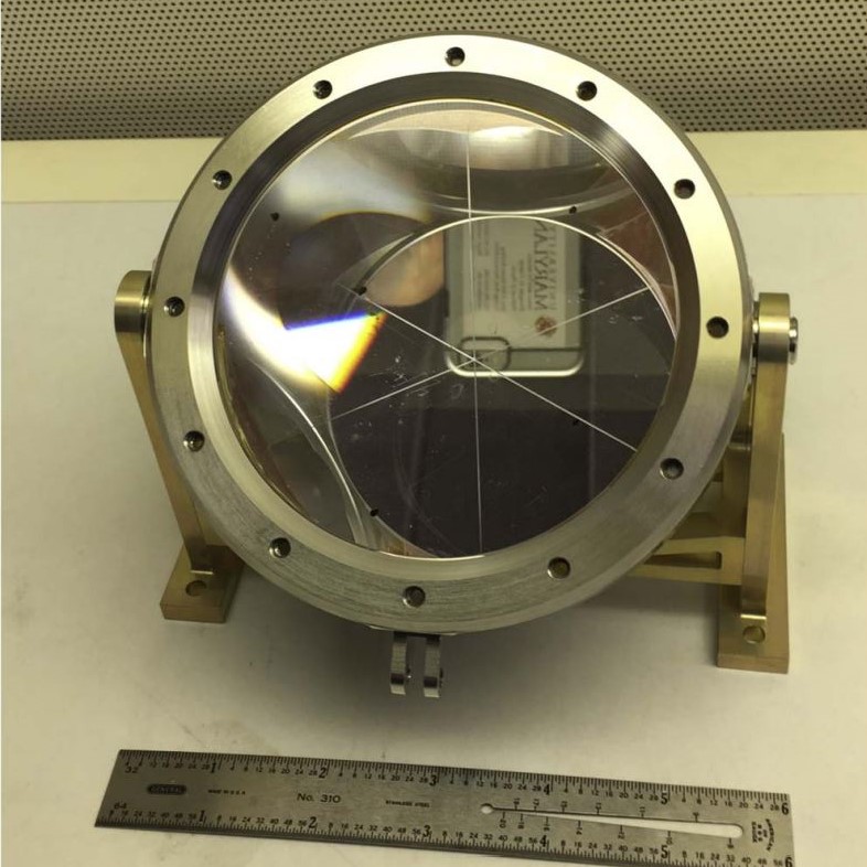 A single 10 cm diameter corner cube retroreflector. Credit: Doug Currie